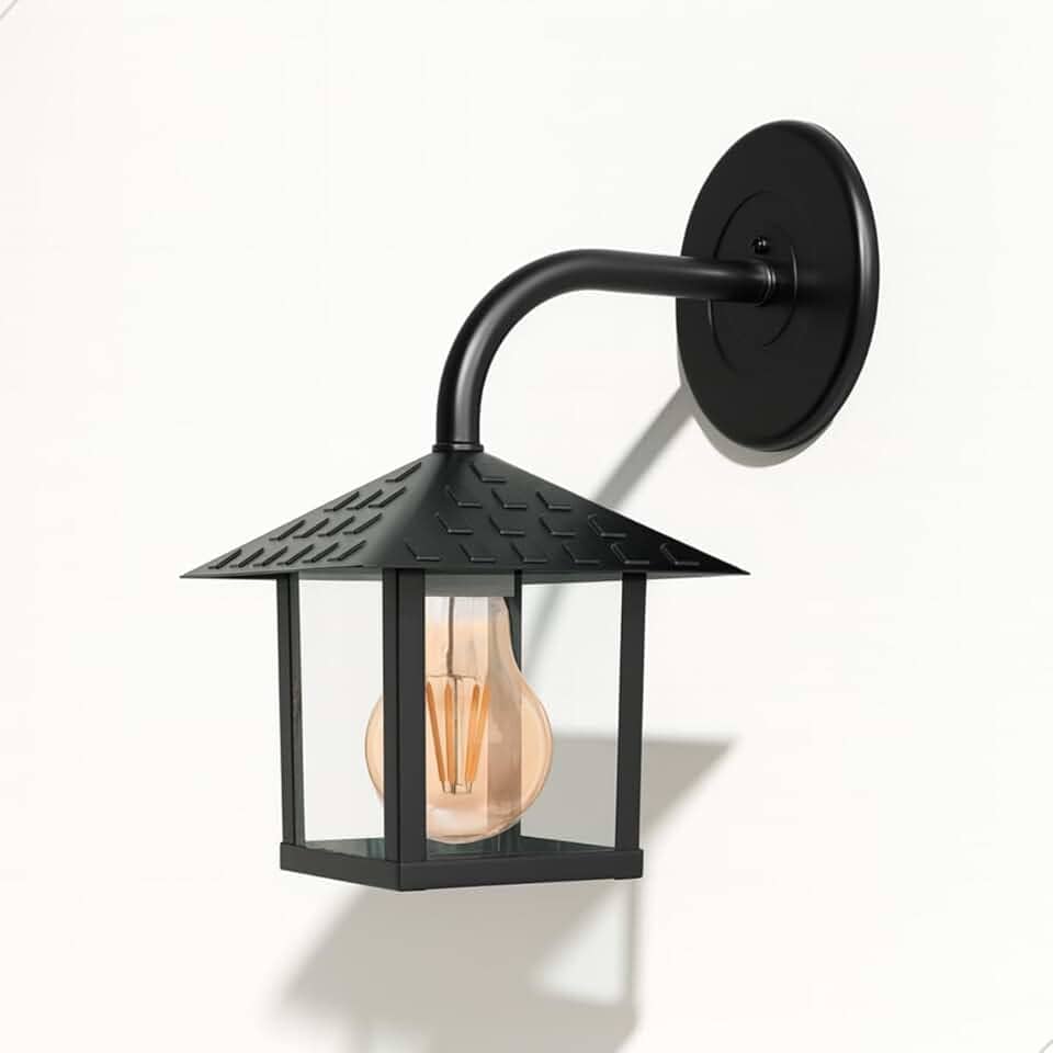 Arandela colonial Vidro preta com base e27 para parede uso interno e externo coberto bivolt (1)