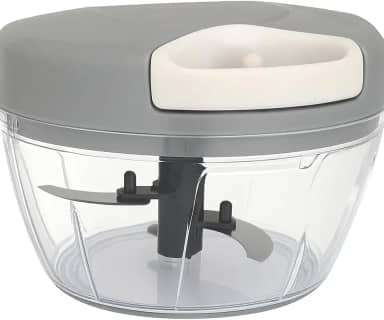 Processador Manual de Alimentos com Lâminas Triplas, Recipiente de 500ml, Plástico e Vidro, 13x8cm, para Picar Legumes e Vegetais, Multiuso na Cozinha