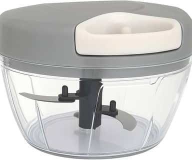 Processador Manual de Alimentos com Lâminas Triplas, Recipiente de 500ml, Plástico e Vidro, 13x8cm, para Picar Legumes e Vegetais, Multiuso na Cozinha