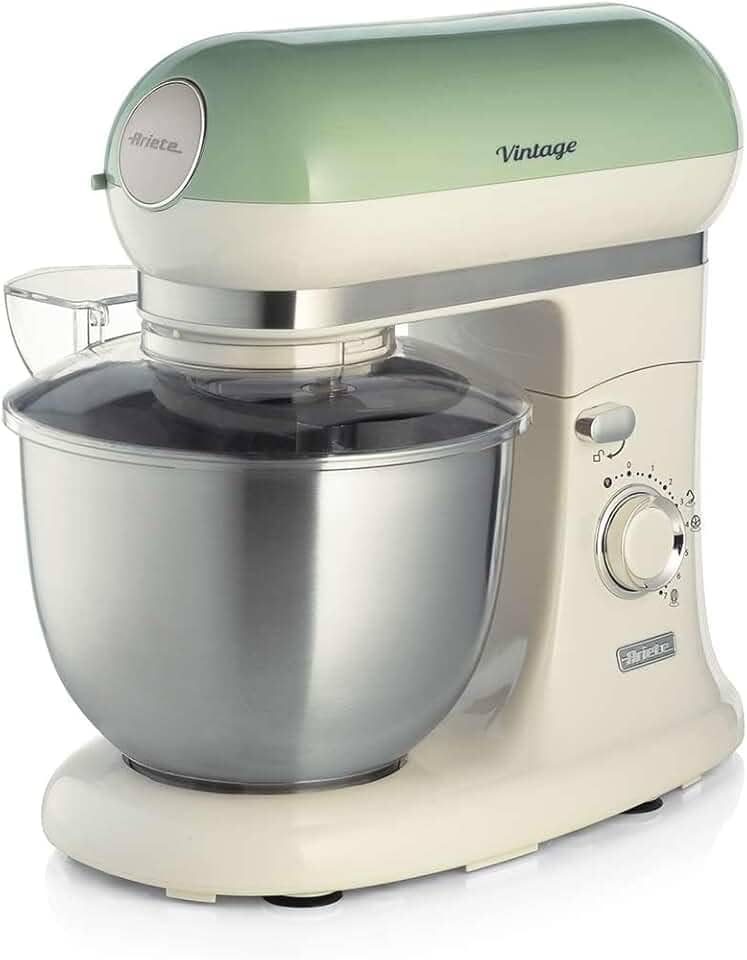 Ariete 1588, Batedeira Planetária Vintage Verde, Tigela Aço Inox 5.5L, 7 Velocidades - 127V