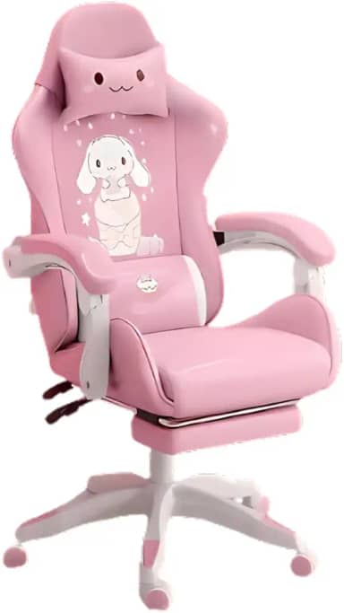 Cadeira Gamer Giratória ZYFT1502, Encosto Alto Ajustável, PU com Espuma, 80 x 59 x 25 cm, Rosa