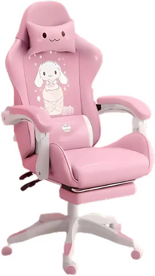 Cadeira Gamer Giratória ZYFT1502, Encosto Alto Ajustável, PU com Espuma, 80 x 59 x 25 cm, Rosa