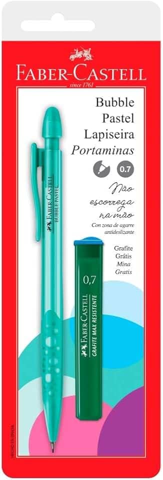 Lapiseira Bubble Pastel 0.7mm, Faber-Castell, Verde Água, com Grafite