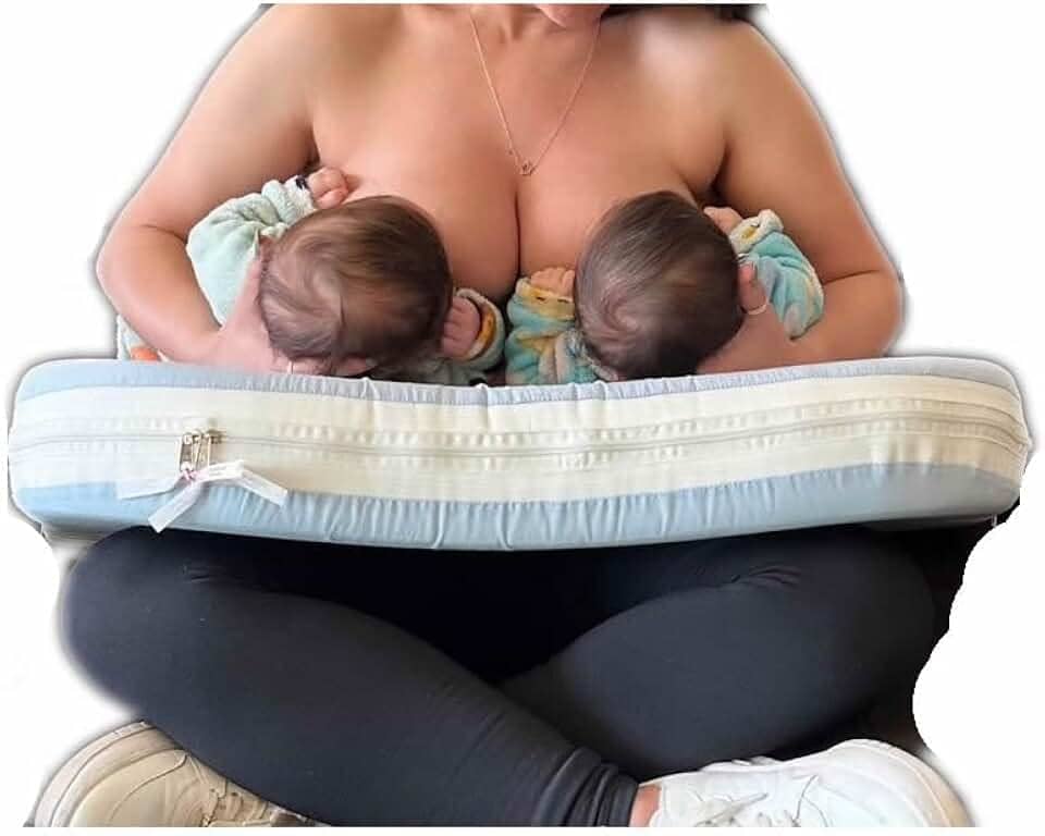 Almofada Amamentação Gêmeos Grande Azul Amamentar Gemelar