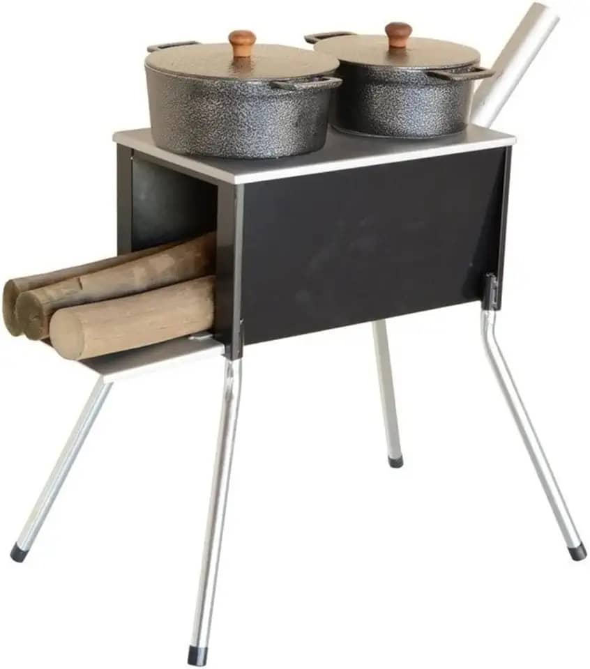 Fogão a Lenha duas Bocas Portátil e Churrasqueira Rio Mar
