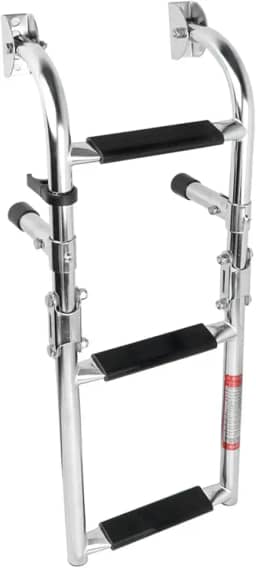 Escada dobrável de aço inoxidável 304 com 3 degraus, pontão, escada, degraus de doca dobrável para pontão de piscina
