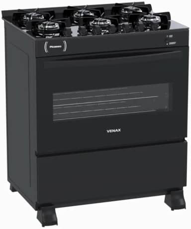 FOGAO A GAS PICASSO VITREO 6 Q PRETO FOSCO GAS GLP