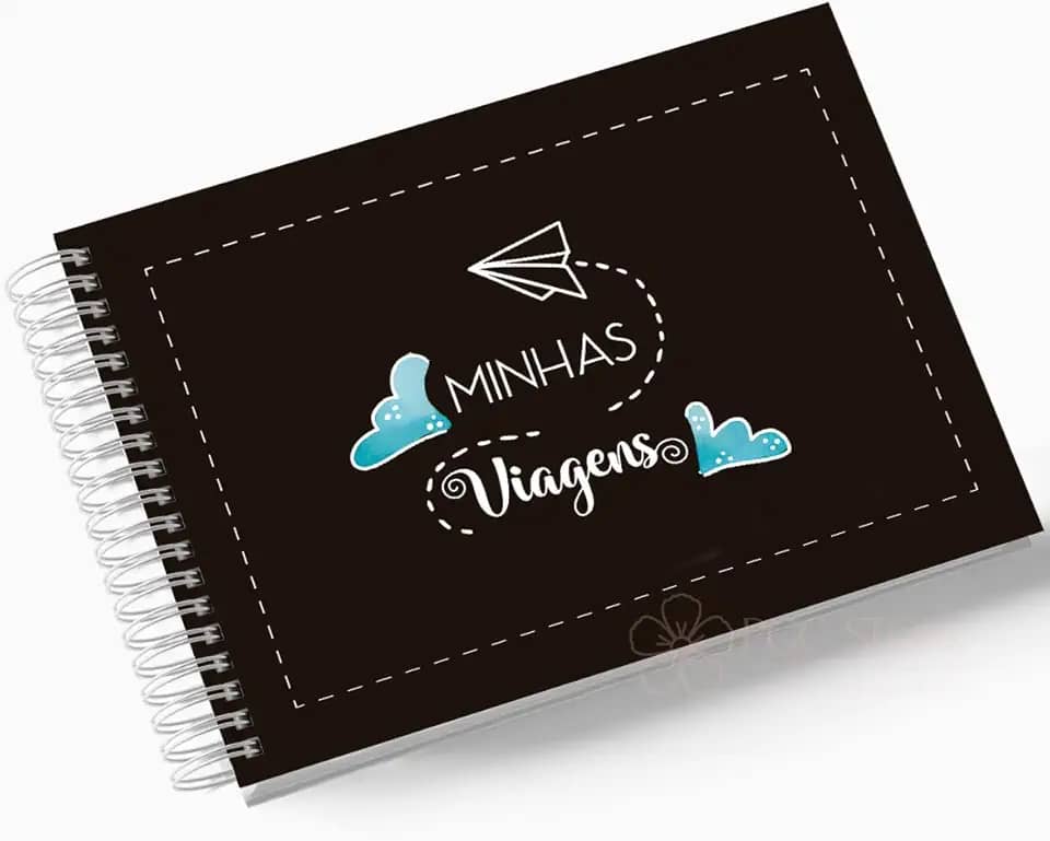 Álbum de Fotos Scrapbook papel Kraft 15x21cm 25 folhas Minhas Viagens