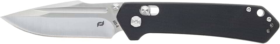 Schrade Delta Class Divergent 18,8 cm com lâmina de aço AUS-8 de 7,6 cm e cabo G10 para EDC, preto