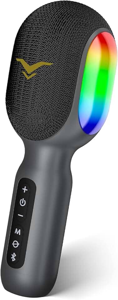 Microfone karaokê sem fio SingFree, microfone Bluetooth portátil 5-em-1 com 4 modos de som, RGB luz, alto-falante embutido, máquina karaoke profissional para carro party, presente para infantil adulta