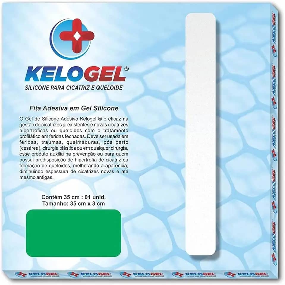 Fita em Gel de Silicone para Cicatriz Kelogel 35cm x 3cm | Tratamento para Cicatriz, Queloide e Cicatriz Hipertrófica | Silicone Grau Médico | Pós-Cirúrgica, Queimaduras e Cesárea