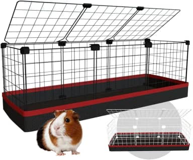 Cercado Gaiola Porquinho da Índia 30x90cm com Bandeja Higiênica Tapete Impermeável Fácil de Limpar Cercadinho Pet (Tela Branca e Tapete Azul)