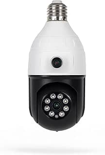 Câmera de Segurança, Tipo Lâmpada Wi-Fi Full HD, Lente Dupla, Visão Noturna, Áudio bidirecional, Detecção de Movimento, iOS/Android Espiã Inteligente