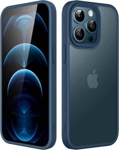 JETech Capa Fosca para iPhone 12 Pro Max 6,7 Polegadas, Case Proteção Contra Quedas à Prova de Choque, Capinha Traseira Translúcida Fosca para Telefone, Anti-Impressão Digital (Azul-Tempestade)