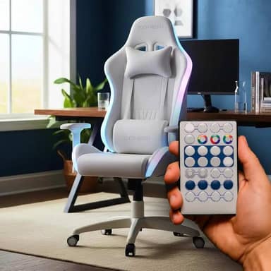 Cadeira Gamer Pluggei Select Zone Frost – RGB, Reclinável, Braços 2D, Encosto até 180°, Controle Remoto e App, 150kg