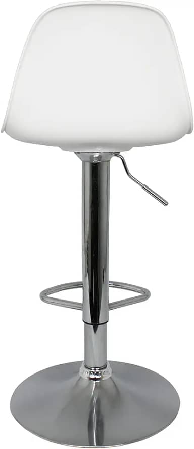 Banquetas de Cozinha, Bar, Salão de Festas, Bancada Giratória Alta com Regulagem de Altura, Amortecimento a gás, Base em Metal Cromado Cor Branca.