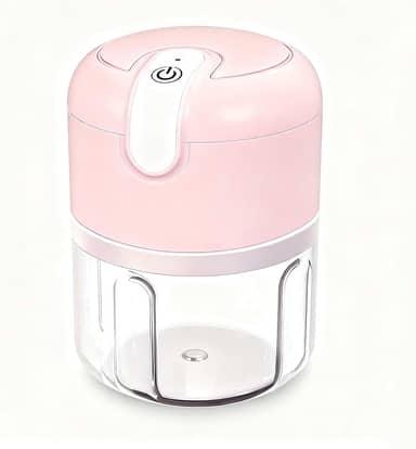 Mini Processador De Alimentos 3 Lâminas Elétrico 250ml Usb (Rosa)