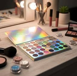 Paleta De Sombras Heat Luisance 35 Cores com Alta Pigmentação - Modelo Premium. (Prateado)