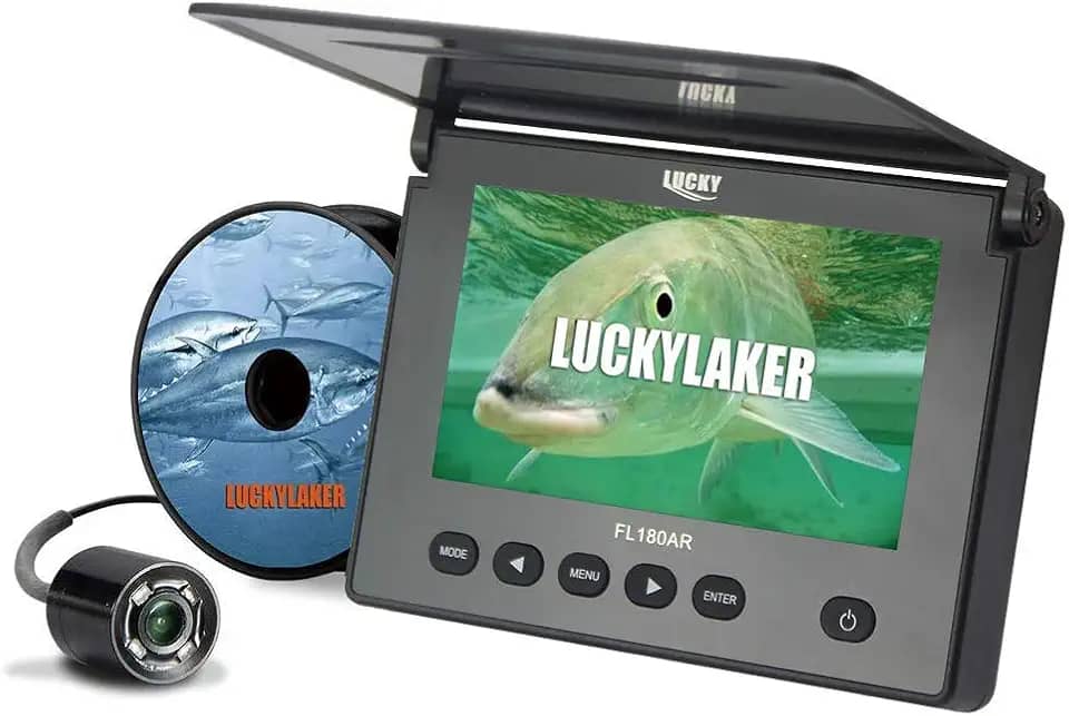 LUCKYLAKER Monitor de câmera de pesca portátil subaquática para pesca no gelo, câmeras subaquáticas, visualização de vídeo DVR, localizador de peixes de alta resolução para pesca no gelo no mar,