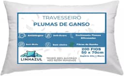 Travesseiro Pluma Ganso Sintético Fibra Bambu Suporte Firme - Linhazul