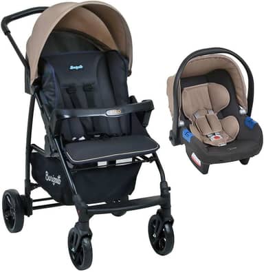 Burigotto Carrinho de Bebê com Bebê Conforto Ecco, Até 15 kg, Bege