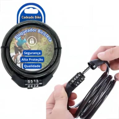 Cadeado para Bicicletas Bikes Motos e Pertences Valiosos Cabo de Aço Senha Numérica de 4 Dígitos Segredo Proteção Segura e Prática com Cabo de 100 cm e 8 mm