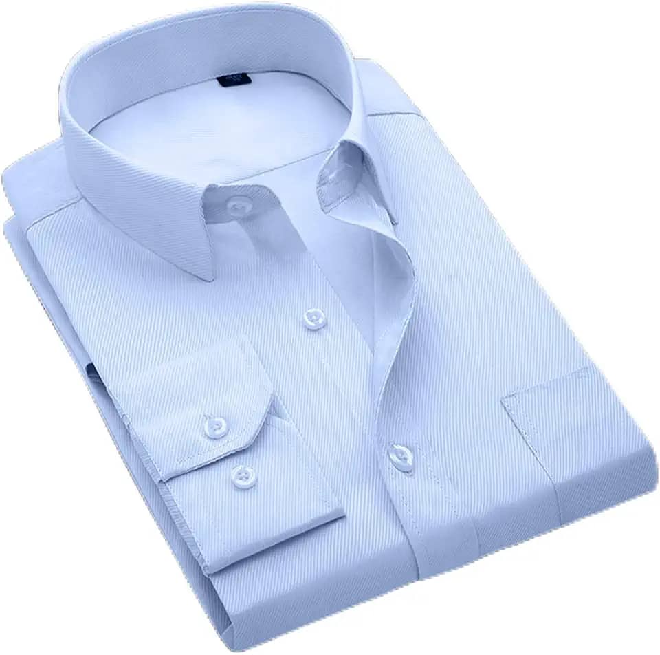 Camisa social masculina de botão de cor sólida casual básica manga longa para trabalho