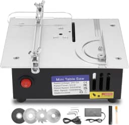 110-240V, Mini Serra de Mesa, 5000-10000 Rpm, Serra Circular de Bancada, Serras Elétricas de Mesa Ajustáveis de Velocidades E Angulos, com Profundidade de Corte Ajustável, Vários Acessórios