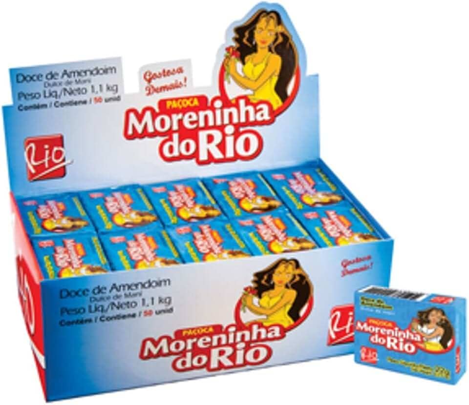 Paçoca Moreninha do Rio Display 50 Embrulhada Quadrada 1kg Rio Pacoca Moreninha do Rio Display 50 Embrulhada Quadrada 1kg Rio