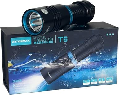 Lanterna Tática de Mergulho Led Cree T6 Recarregável à Prova Dágua Alcance de 200 Metros Profissional Super Potente