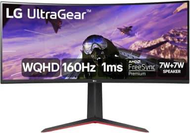 Monitor GamerLG UltragearCurvo –Tela VAde 34”, 2K WQHD 3440 x 1440, UltraWide™ (formato 21:9), 160Hz, 1ms (MBR), AMD FreeSyncPremium –34GP63A-B