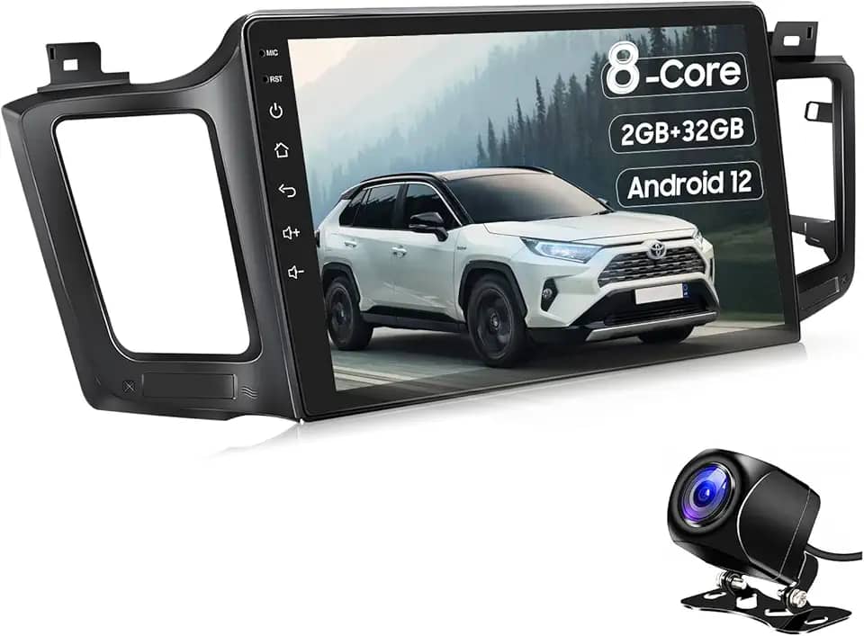 Kit de rádio estéreo automotivo de 10 polegadas para Toyota RAV4 2013-2018, CarPlay sem fio e Android Auto, Android12, 2 GB + 32 GB, WiFi, navegação GPS, mapas offline integrados, DSP, Bluetooth 5.0