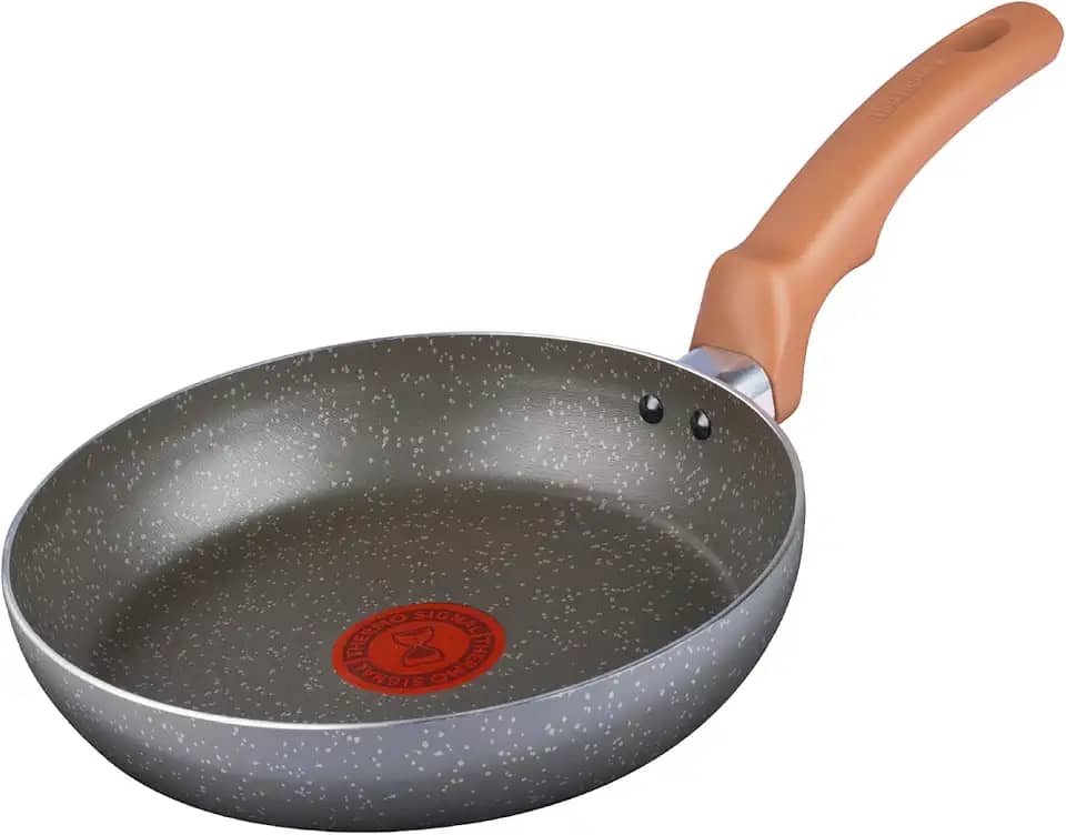 Frigideira Rochedo Natural Stone 20cm, Cinza com Efeito Pedra, Antiaderente Minerium, Alumínio de Alta Espessura 2mm, Thermo-Sinal e Cozimento Homogêneo