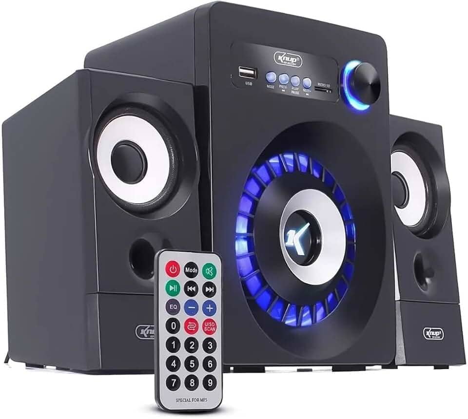 Caixa Som 2.1 Subwoofer Bluetooth Aux P2 Usb Knup Kp-6022BH Caixinha Para Computador