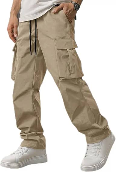 Calça de moletom masculina tática cargo leve para uso ao ar livre com vários bolsos