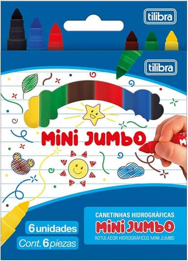 Tilibra - Canetinha Hidrográfica Mini Jumbo 6 Cores