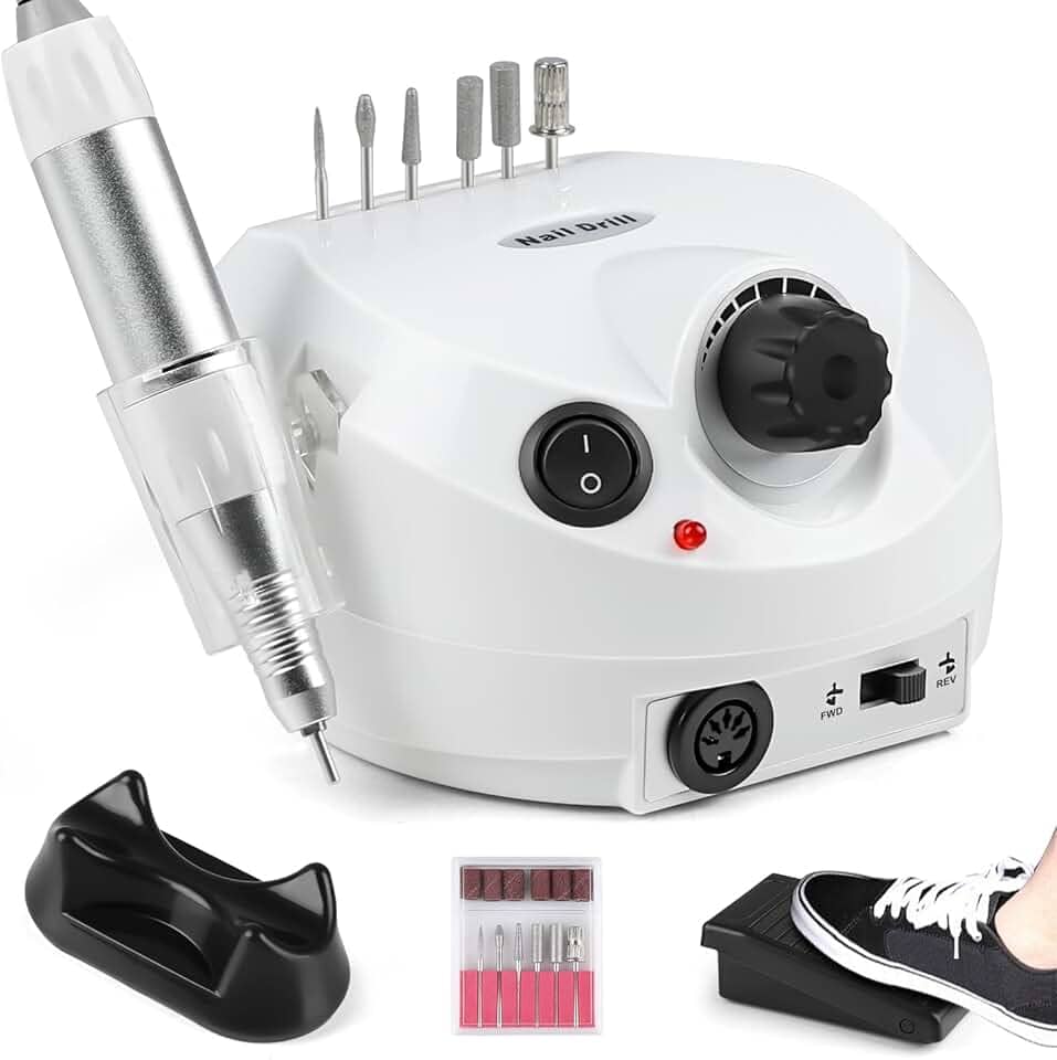 Lixadeira de Unha, Mini Lixa de Unha Eletrica, Lixa Eletrica para Unhas, Lixadeira Motor Elétrica Unha Profissional, com Pedal para Unhas Nail Drill Profissional, Bivolt 110 V - 220 V