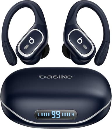 Basike Fone de Ouvido Bluetooth Sem Fio, TWS Áudio Estéreo Hi-Fi, 40H de Reprodução cam Display LED, Toque Inteligente, 3 Tamanhos de Pontas para Treinos e Corrida – Azul