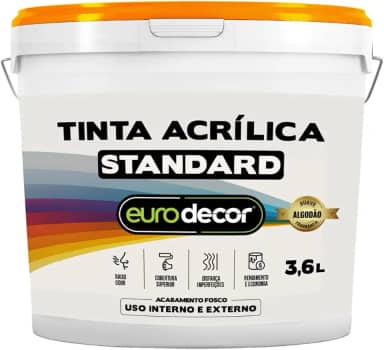 Tinta Acrílica Standard Euro Decor 3,6KG Sem Cheiro Anti Mofo Interior e Exterior (Cinza Aconchego)