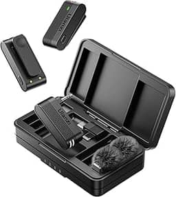 ULANZI A100 Microfone de lapela sem fio Microfone de lapela para câmera e telefone com USB C/3,5 mm/plugue, 32KHz 16Bit, cancelamento de ruído, bateria de 13,5 horas