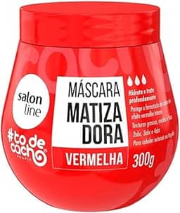 Salon Line, Máscara Matizadora Vermelha, #TodeCacho, Vegano - Para Cabelos Ondulados, Cacheados e Crespos, 300g