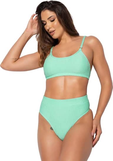 Biquíni Alcinha Bojo Hot Pants Fio Duplo Textura Brilhosa MVB Modas