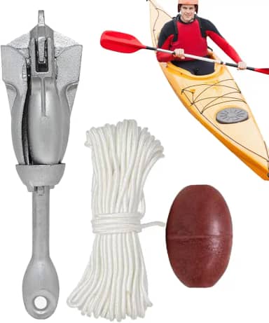 Ancoragem para caiaque, sistema compacto de ancoragem de caiaque, acessórios de barco dobráveis e pesados, para pesca no lago, caiaque, ancoragem, lançamento