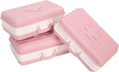 3 peças organizador portátil em forma de mala de viagem com 6 grades (rosa)