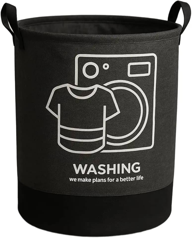 Cesto Organizador Roupa Suja Dobrável Multiuso 25 Litros - Cinza e Preto