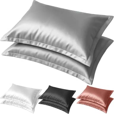 Kit 2 Fronha de Cetim Toque Suave Seda C/ 4 Abas 50x70cm Conforto Capa de Travesseiro Cabelo Antifrizz (Cinza)