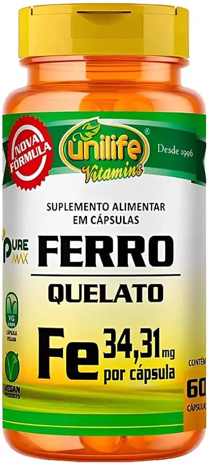 Ferro Quelato 500mg Unilife 60 Cápsulas