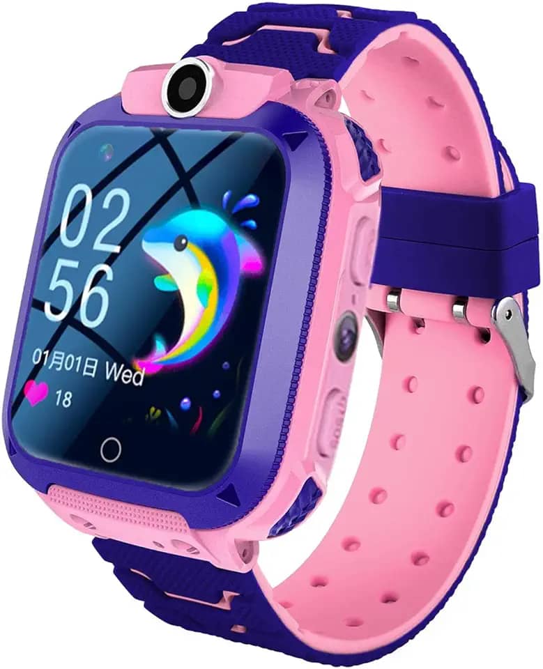 Relógio Inteligente Infantil Para Meninos E Meninas- Smartwatch Com Câmera Para Crianças Com Chamada Resistente À Água | Relógio Rastreador GPS Com Botão Alarme HD Com Tela Sensível Ao Toque Lanterna