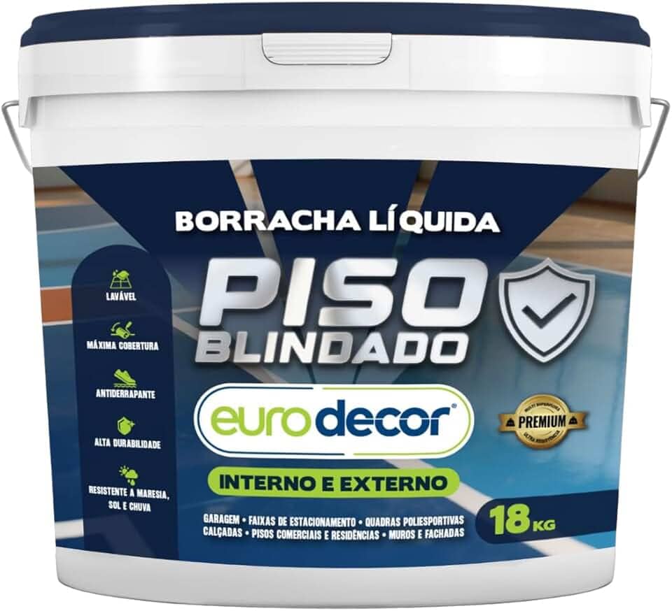 Borracha Líquida para Piso 18KG Tinta Borracha Antiderrapante Hidrorrepelente Garagem Estacionamento (Azul)