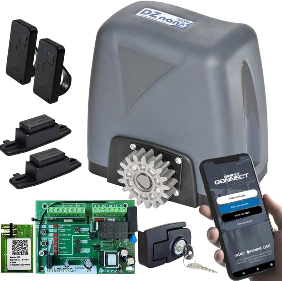 Kit Motor Portão Dz Nano Turbo Wifi App Celular Android iOS Rossi 600kg (220, Volts)